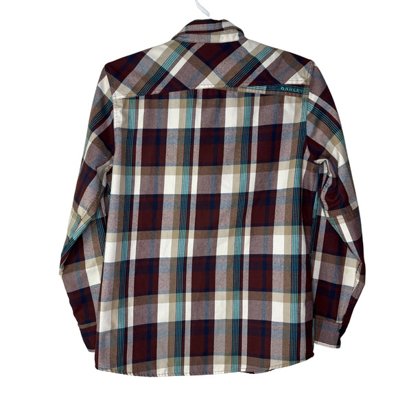 Oakley Flannel Shirt Mens Medium Plaid Long Sleeve Button Up Autumn Shacket Fall - Picture 2 of 9